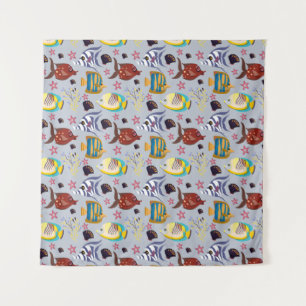 Aquatic animals pattern ocean underwater life 2 tapestry
