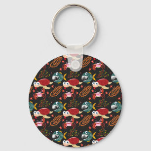 Aquatic animals pattern   ocean underwater life 30 key ring