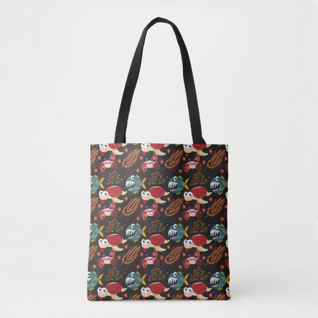 Aquatic animals pattern | ocean underwater life 30 tote bag (Front)