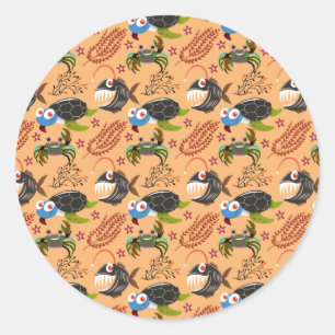 Aquatic animals pattern ocean underwater life 32 classic round sticker