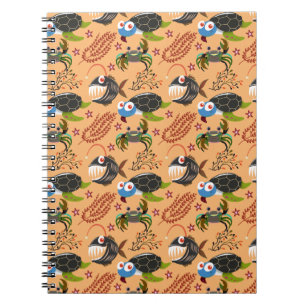 Aquatic animals pattern ocean underwater life 32 notebook