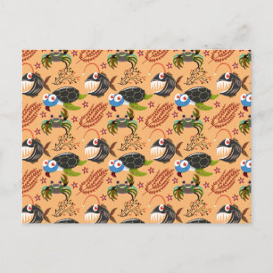 Aquatic animals pattern   ocean underwater life 32 postcard