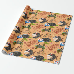 Aquatic animals pattern ocean underwater life 32 wrapping paper