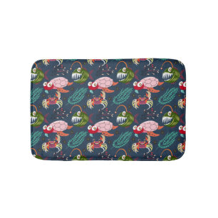 Aquatic animals pattern   ocean underwater life 34 bath mat