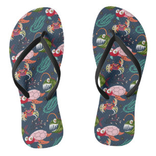 Aquatic animals pattern   ocean underwater life 34 jandals