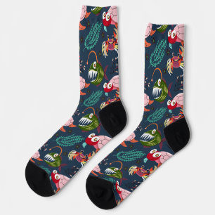 Aquatic animals pattern   ocean underwater life 34 socks