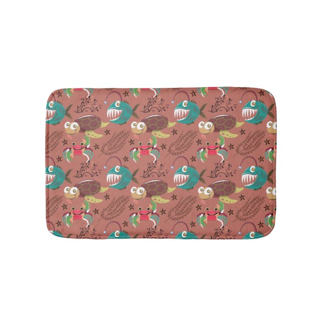 Aquatic animals pattern | ocean underwater life 35 bath mat (Front)