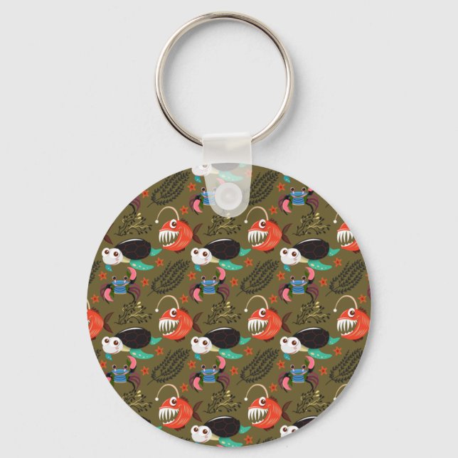 Aquatic animals pattern | ocean underwater life 36 key ring (Front)