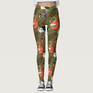 Aquatic animals pattern ocean underwater life 36 leggings