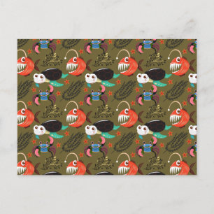Aquatic animals pattern   ocean underwater life 36 postcard
