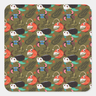 Aquatic animals pattern   ocean underwater life 36 square sticker