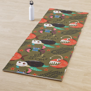 Aquatic animals pattern   ocean underwater life 36 yoga mat