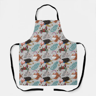 Aquatic animals pattern ocean underwater life 37 apron