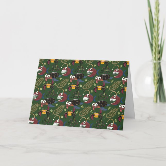 Aquatic animals pattern | ocean underwater life 38 card (Front)