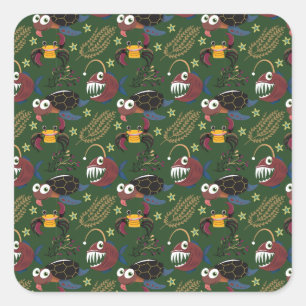 Aquatic animals pattern   ocean underwater life 38 square sticker