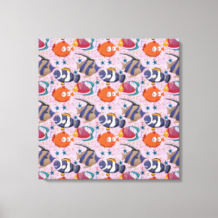 Aquatic animals pattern   ocean underwater life 39 canvas print