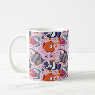 Aquatic animals pattern ocean underwater life 39 coffee mug