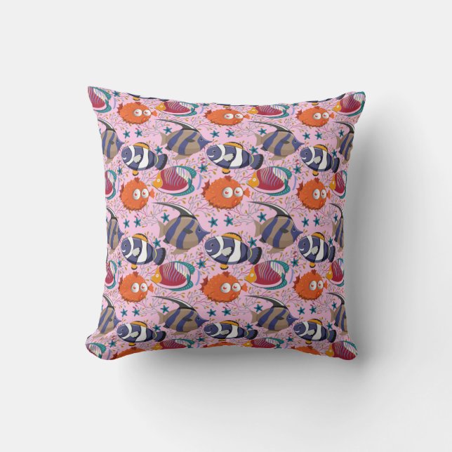 Aquatic animals pattern | ocean underwater life 39 cushion (Front)