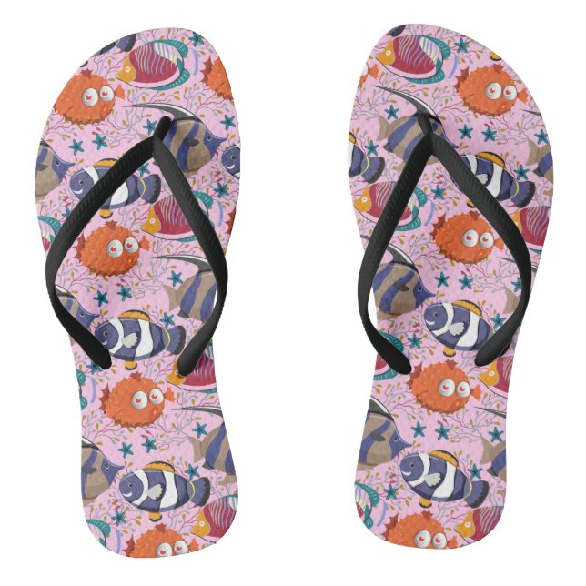 Aquatic animals pattern | ocean underwater life 39 jandals (Footbed)