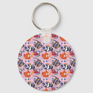Aquatic animals pattern   ocean underwater life 39 key ring
