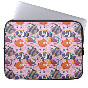 Aquatic animals pattern   ocean underwater life 39 laptop sleeve
