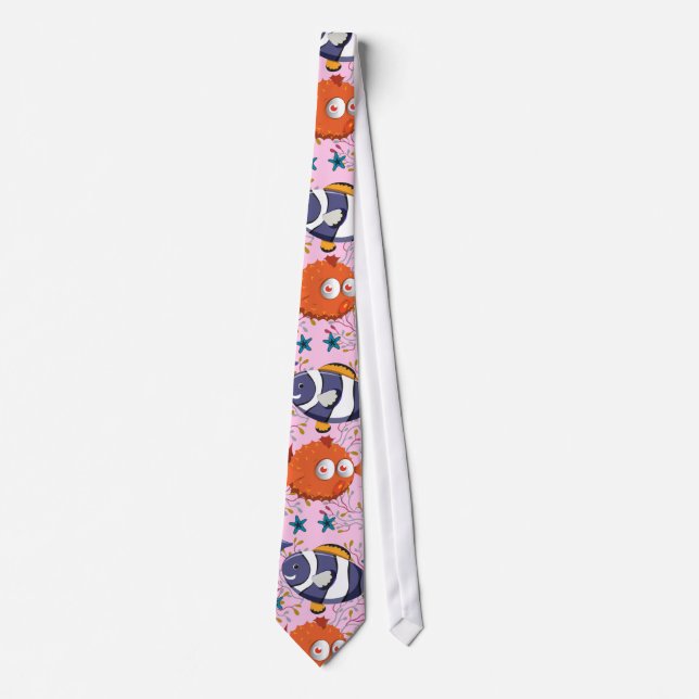 Aquatic animals pattern | ocean underwater life 39 tie (Front)
