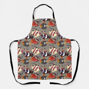 Aquatic animals pattern ocean underwater life 41 apron