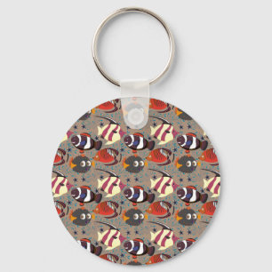 Aquatic animals pattern   ocean underwater life 41 key ring