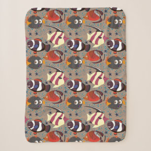Aquatic animals pattern   ocean underwater life 41 sherpa blanket