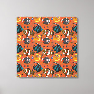 Aquatic animals pattern ocean underwater life 42 canvas print