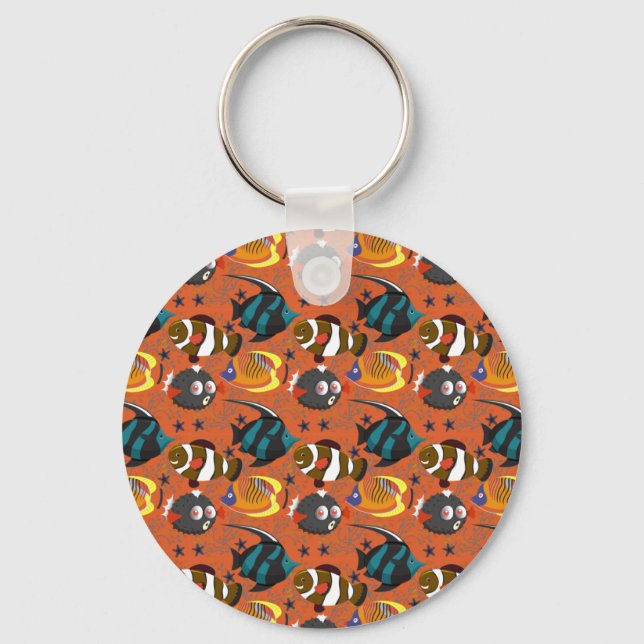 Aquatic animals pattern | ocean underwater life 42 key ring (Front)