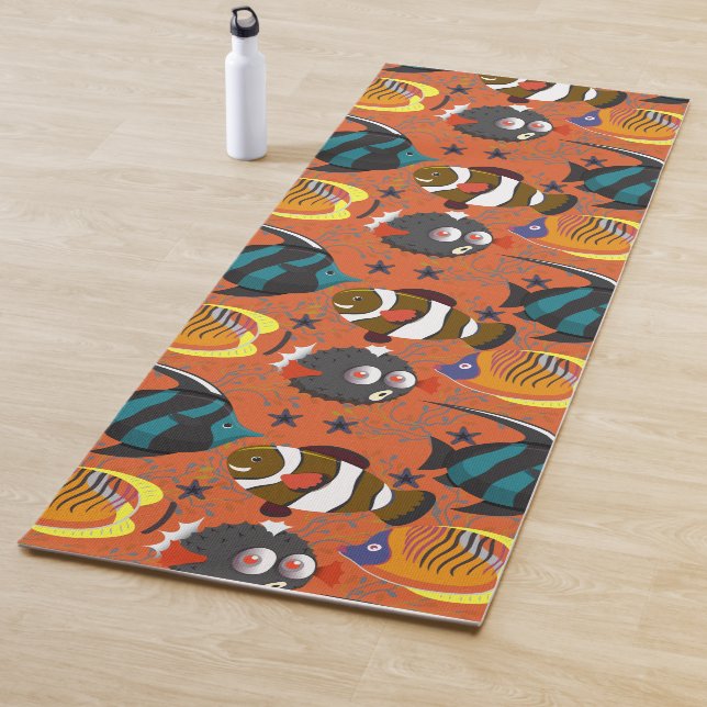 Aquatic animals pattern | ocean underwater life 42 yoga mat (In Situ)