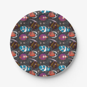 Aquatic animals pattern ocean underwater life 43 paper plate