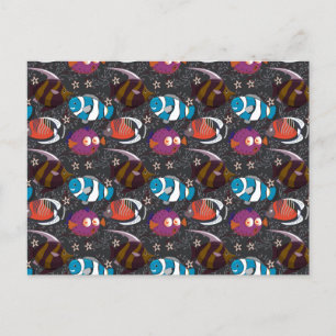 Aquatic animals pattern   ocean underwater life 43 postcard