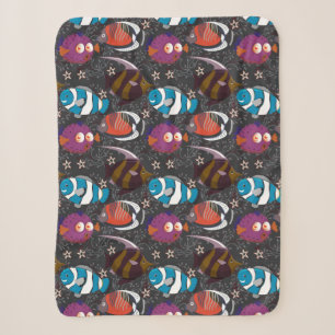 Aquatic animals pattern   ocean underwater life 43 sherpa blanket