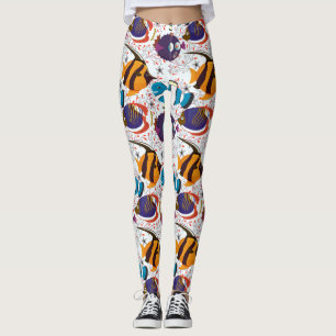 Aquatic animals pattern ocean underwater life 44 leggings