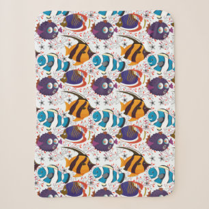 Aquatic animals pattern   ocean underwater life 44 sherpa blanket