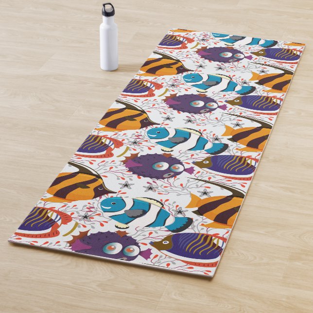 Aquatic animals pattern | ocean underwater life 44 yoga mat (In Situ)