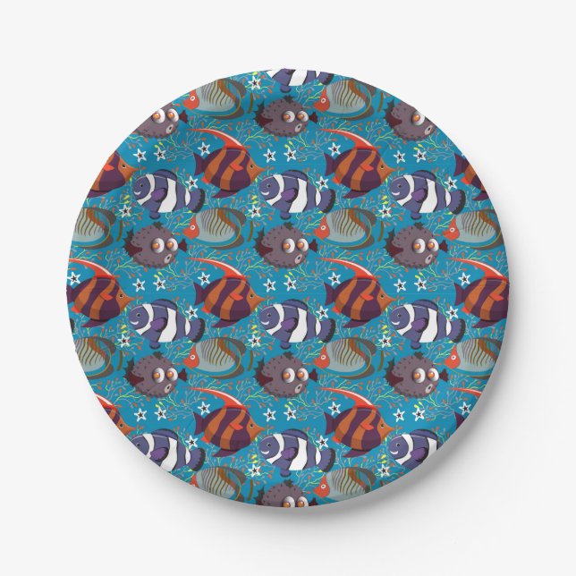 Aquatic animals pattern | ocean underwater life 45 paper plate (Front)