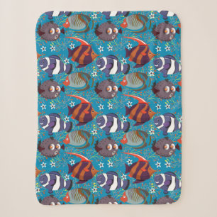 Aquatic animals pattern ocean underwater life 45 sherpa blanket