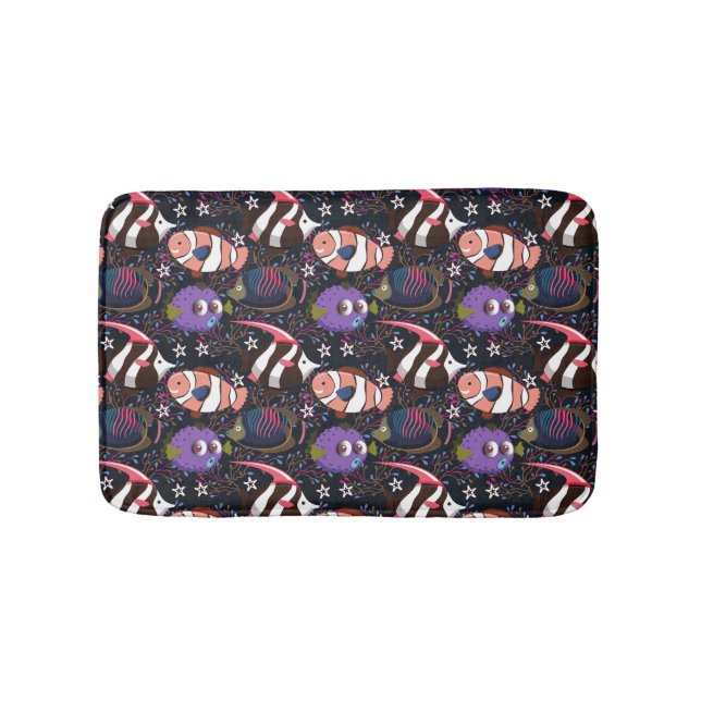 Aquatic animals pattern | ocean underwater life 47 bath mat (Front)