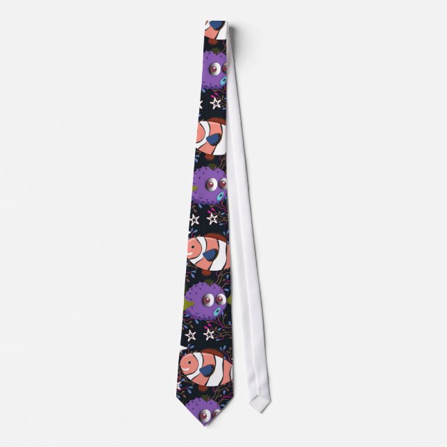 Aquatic animals pattern | ocean underwater life 47 tie (Front)