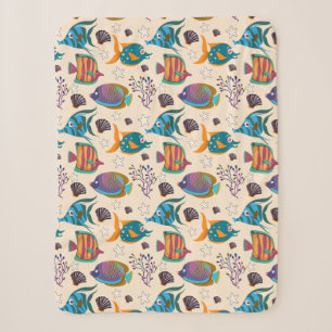 Aquatic animals pattern ocean underwater life 5 sherpa blanket
