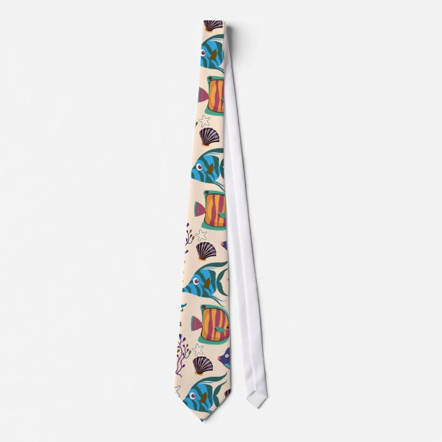 Aquatic animals pattern | ocean underwater life 5 tie (Front)