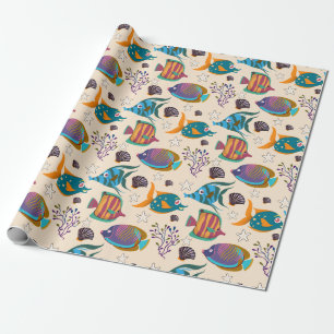Aquatic animals pattern ocean underwater life 5 wrapping paper