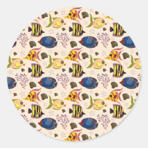 Aquatic animals pattern   ocean underwater life 7 classic round sticker