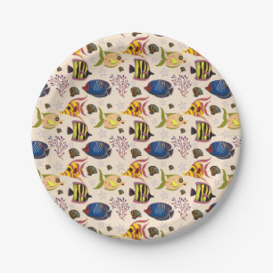 Aquatic animals pattern   ocean underwater life 7 paper plate