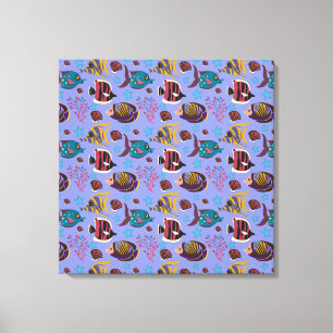 Aquatic animals pattern ocean underwater life 8 canvas print