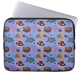 Aquatic animals pattern ocean underwater life 8 laptop sleeve