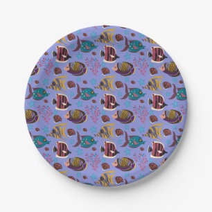 Aquatic animals pattern ocean underwater life 8 paper plate